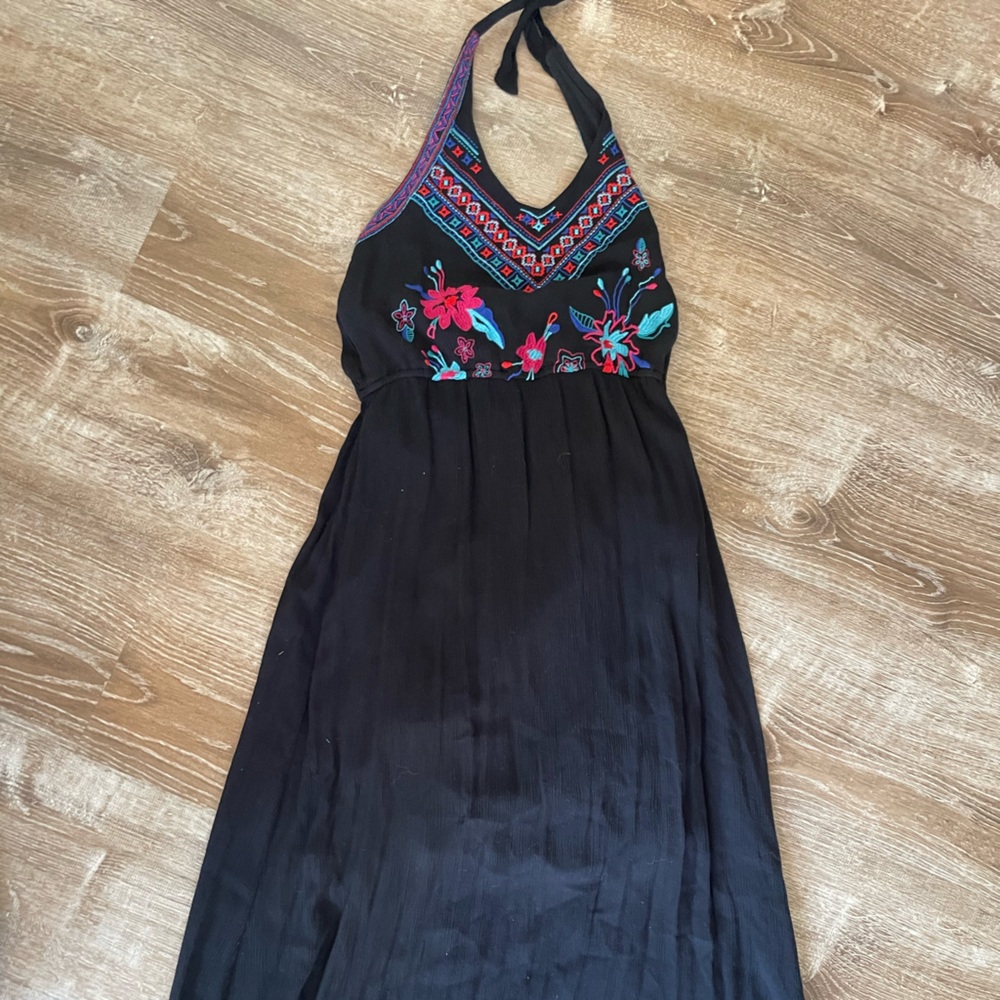 Floral and black maxi dress